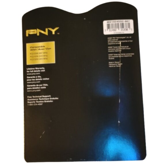 PNY 1GB DDR2 400 MHz DDR Optima Memory (MD1024SD2-667) New with Tags NWT - Picture 2 of 5